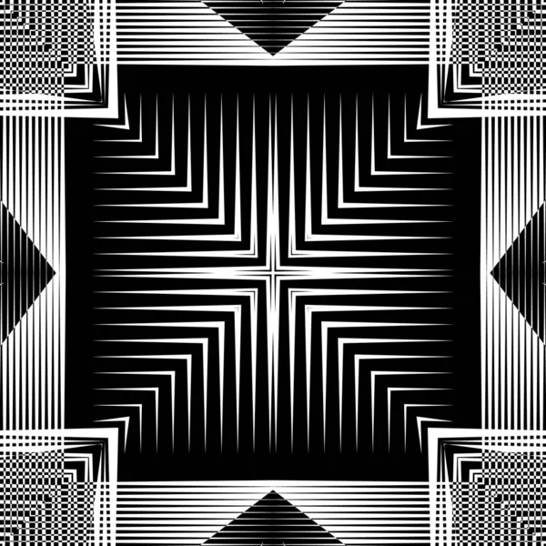 Geometrie gestreifte Linien vektoren nahtlose Muster. abstrakte schwarze a — Stockvektor