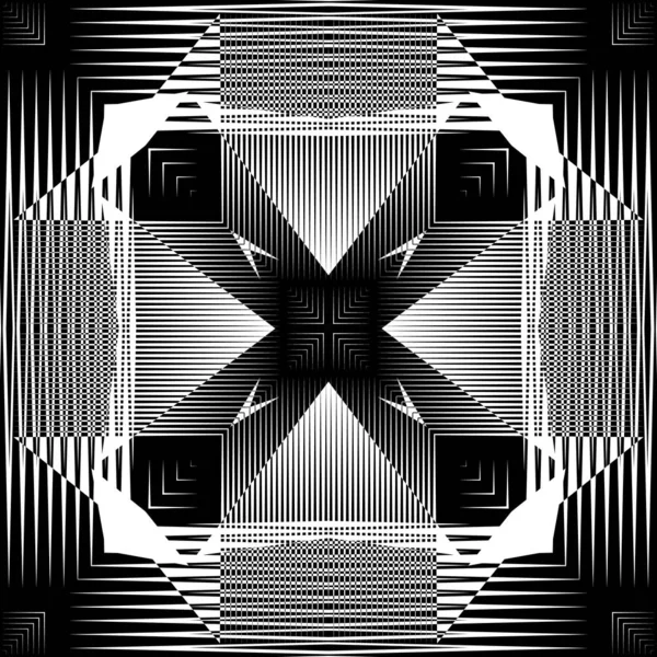 Геометрические полосатые линии векторные бесшовные узоры. Абстрактный черный — стоковый вектор