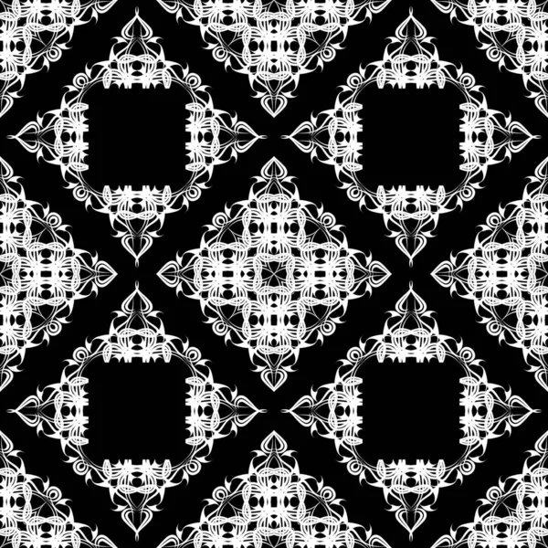 Élégance noir et blanc motif sans couture vecteur Damas. Ornèses — Image vectorielle