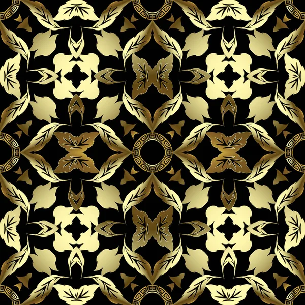 Floral luxo grego vetor sem costura padrão. Barroco Ornamental — Vetor de Stock