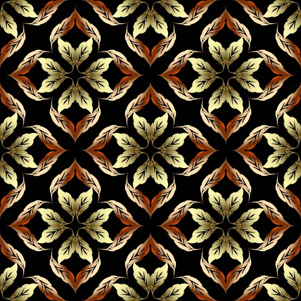 Motif baroque vecteur feuillu sans couture. Orné floral vintage bac — Image vectorielle