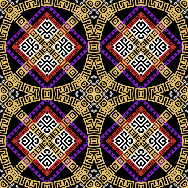Геометричний барвистий грецький вектор безшовний візерунок. Абстрактний геомем — стоковий вектор