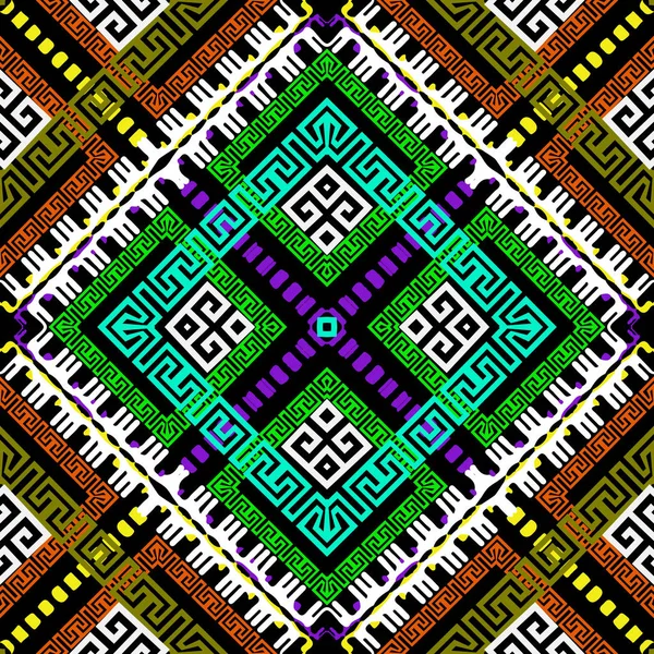 Geometric colorful rhombus greek vector seamless pattern. Abstra — Stock Vector