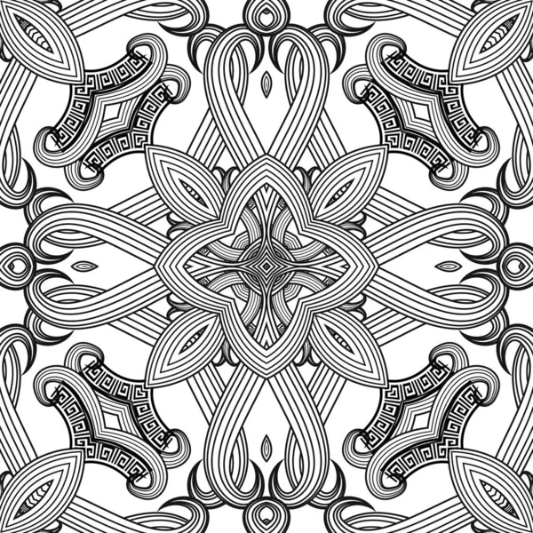 Griego floral intrincado meandros patrón sin costuras. Abstrac vectorial — Archivo Imágenes Vectoriales