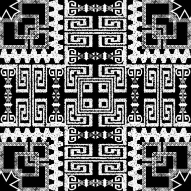 Dokulu noktalı Yunan vektörü kusursuz desen. Siyah ve beyaz