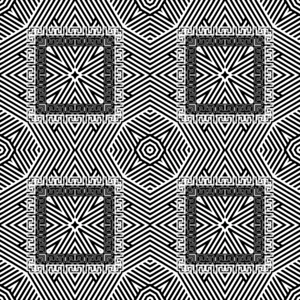 Striped greek vector seamless pattern. Tribal ethnic style abstr — 스톡 벡터