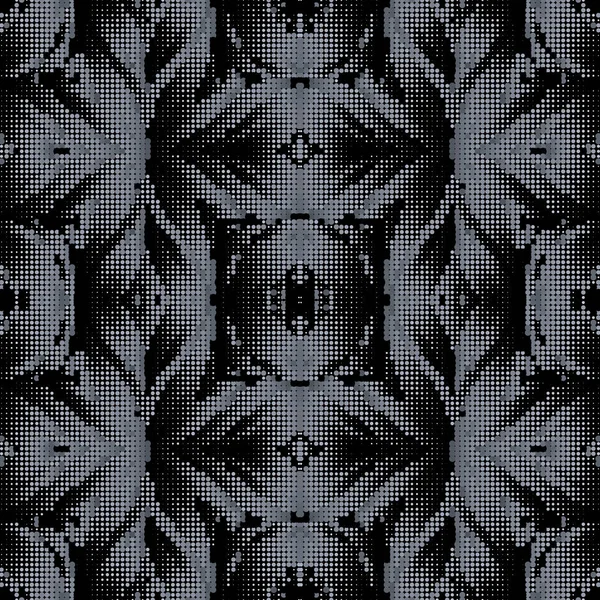 3d dark black halftone seamless pattern. Dotted half tone backgr — Stock vektor