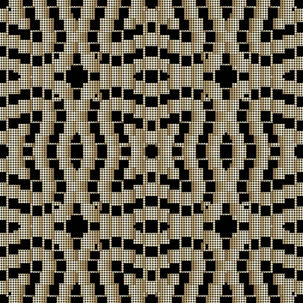 3d gold and black halftone seamless pattern. Dotted half tone ba — Stock vektor