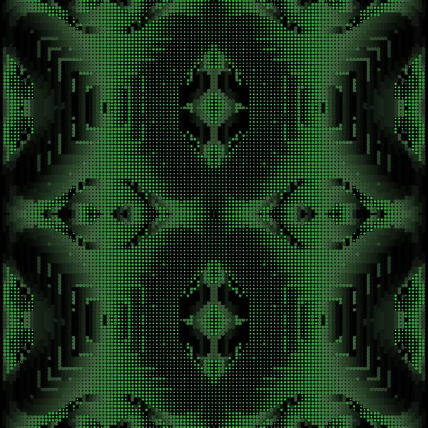 Dotted halftone seamless pattern. Vector green glowing 3d backgr — Stock vektor