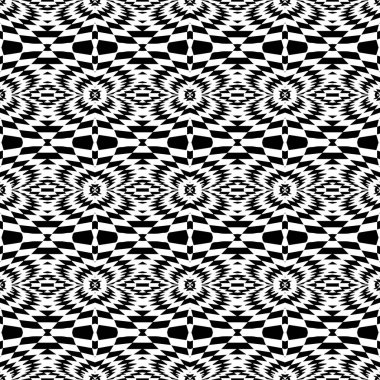 Black and white geometric vector seamless pattern. Monochrome ba