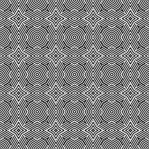Striped geometric vector seamless pattern. Black and white elega — Stock Vector