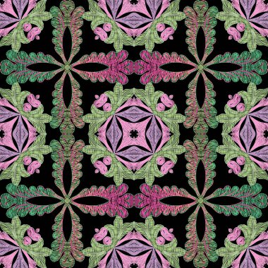 Çiçeksel renkli zigzag dikiş nakış biçimi dikişsiz patte.