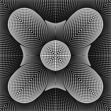 Yarı ton 3D vektör kusursuz desen. Noktalı soyut geometrik