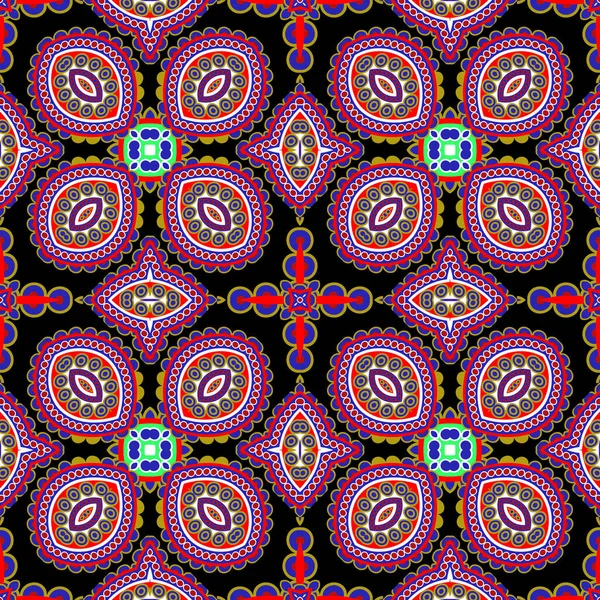 Bloemen kleurrijke abstracte vector rood Paisley naadloos patroon. D — Stockvector