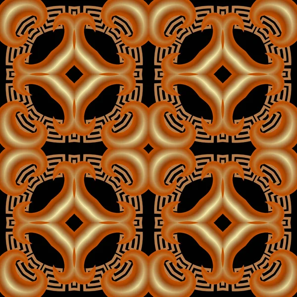 3d abstract modern greek style vector seamless pattern. Ornate o — 스톡 벡터