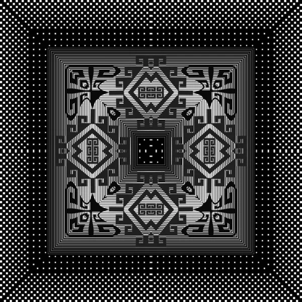 3d чорно-білий смугастий напівтоновий безшовний візерунок. Племінна точка — стоковий вектор