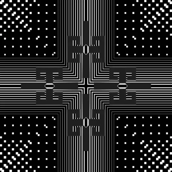 3d noir et blanc rayé demi-ton motif sans couture. Tribal squ — Image vectorielle