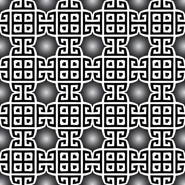 アラベスクスタイルの3Dギリシャベクトルシームレスパターン。幾何学的オルナ — ストックベクタ