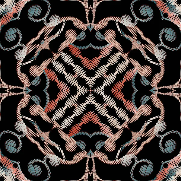 Couture zigzag coloré broderie motif sans couture. Ornamenta — Image vectorielle