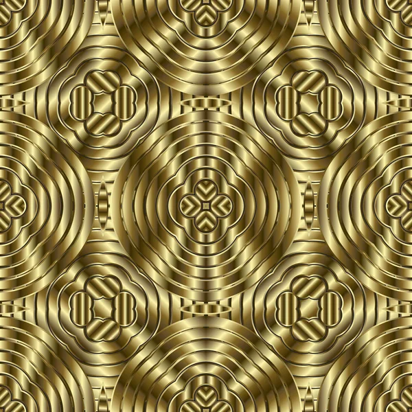 Złoty wzór wektora 3D bez szwu. Złota powierzchnia geometryczna backgr — Wektor stockowy