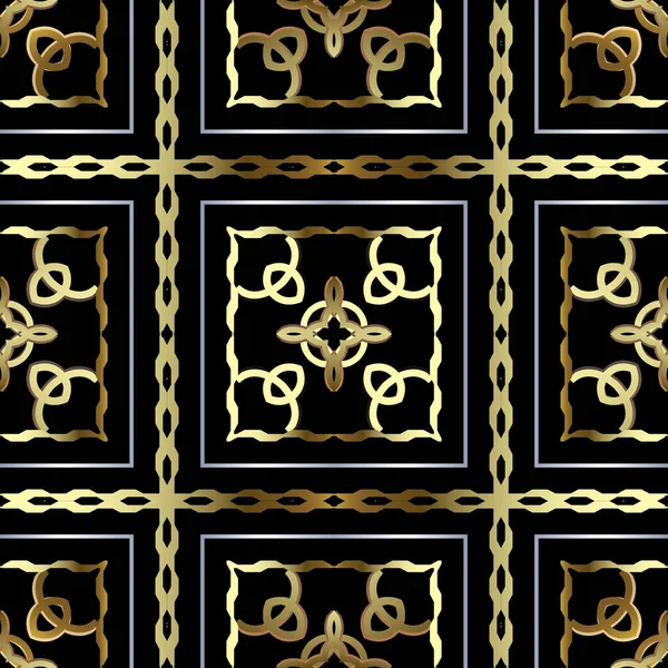 Gold tribal ethnic style plaid seamless pattern. Vector striped — 스톡 벡터