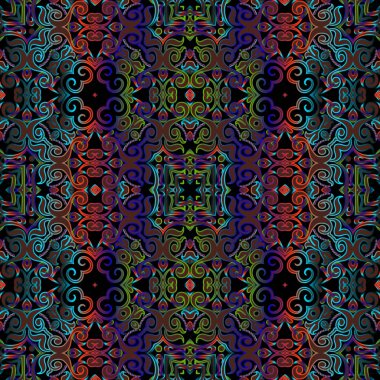 Arabesk vektörü kusursuz desen. Rengarenk arapça arkaplan. Klasik çiçek süsü. Dekoratif arka plan. Baskı, kumaş ve duvar kağıtları için dekoratif tasarım. Sonsuz soyut doku