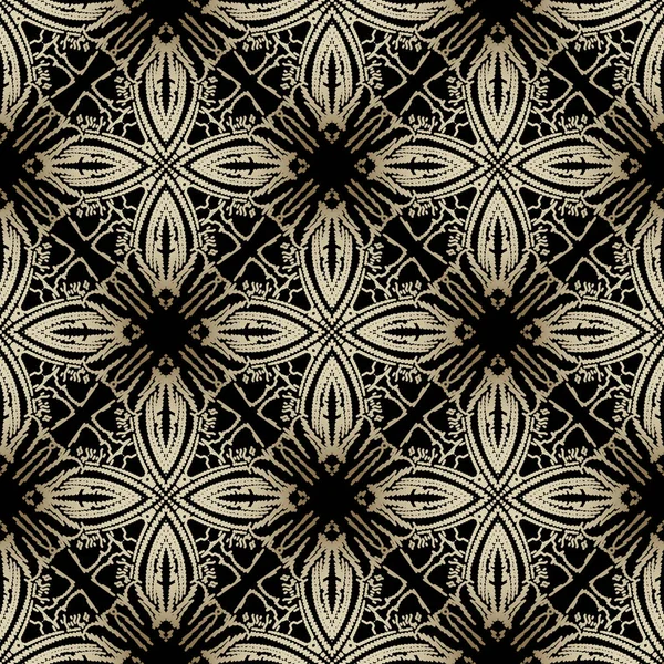 Tapeçaria padrão sem costura vetor barroco. Fundo de renda floral colorido. Flores de bordado, folhas, ornamentos barrocos grunge eclodidos. Textura áspera sem fim bordada. Design ornamentado vintage —  Vetores de Stock