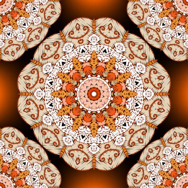 Duvar halısı renkli vektör mandalalar pürüzsüz desen. Ornam