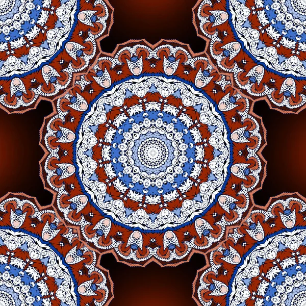 Tapisserie ethnique vecteur coloré mandalas motif sans couture. Ornam — Image vectorielle