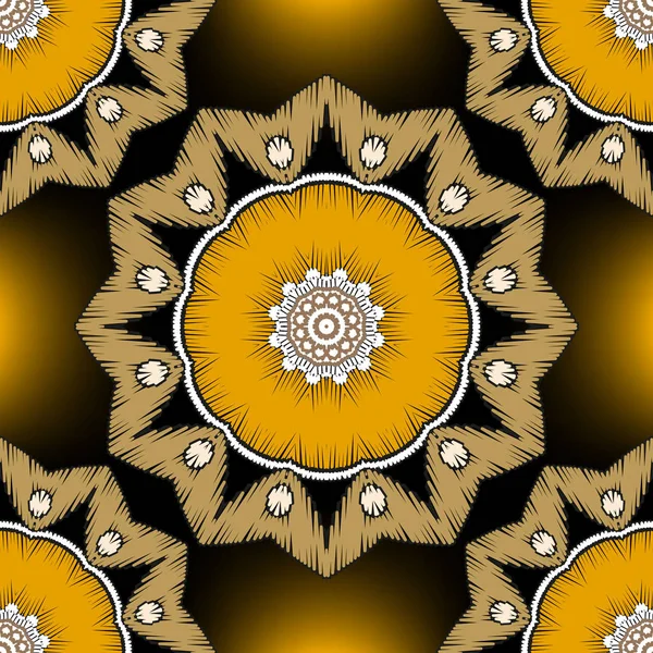 Tapiz floral colorido vector mandalas patrón sin costuras. Ornam. — Archivo Imágenes Vectoriales