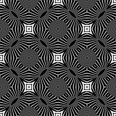 Kabile siyah ve beyaz geometrik vektörler kusursuz desen. Orname