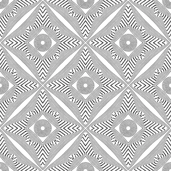 Greek black and white vector seamless pattern. Ornamental geomet — 스톡 벡터