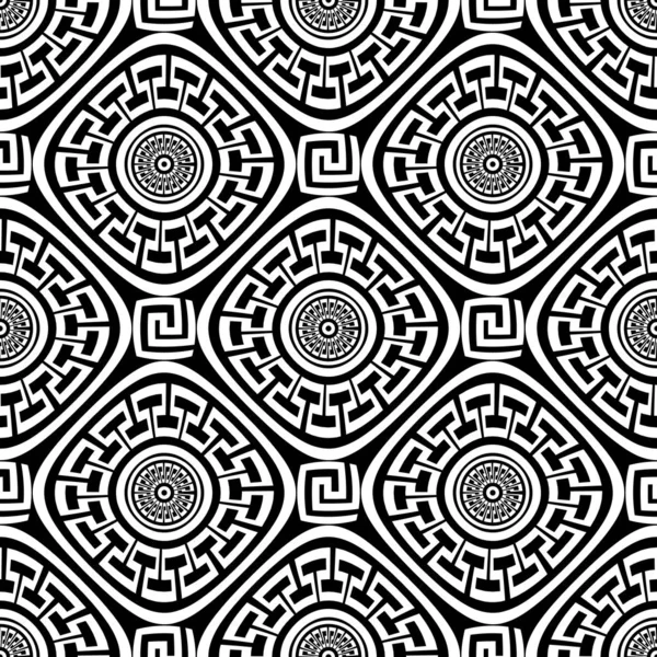Tribal black and white elegant greek style vector seamless patte — 스톡 벡터