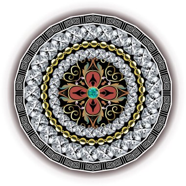 3d mücevher elmas vektör mandala deseni. Lüks Yahudi süslemeleri.