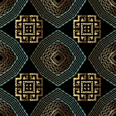 Dokulu duvar halısı, Yunan vektörü, kusursuz desen. Nakışlı geo