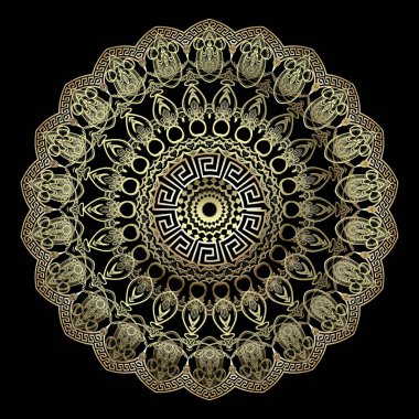 Altın Barok vektör yuvarlak mandala deseni. Süs arka planı