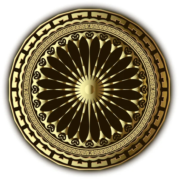 Padrão de mandala vetor tribal ouro 3d. No fundo branco. Gree... —  Vetores de Stock