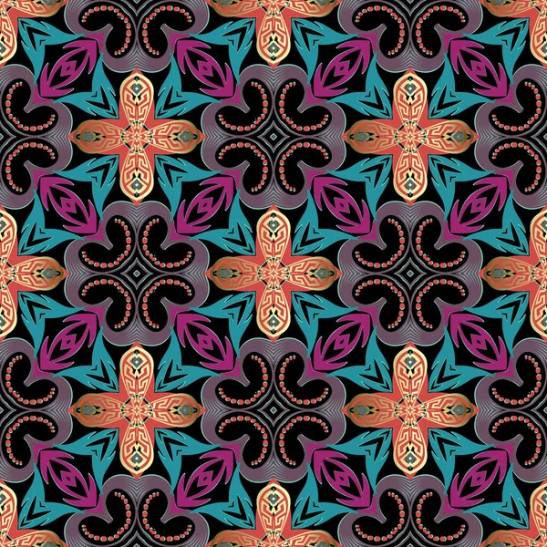 Colorido patrón sin costura vector floral. Estilo griego ornamental — Vector de stock