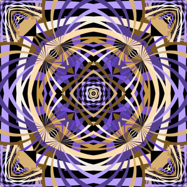 Renkli fraktallar çizgili vektörsüz desen. Gelecekçi ya da