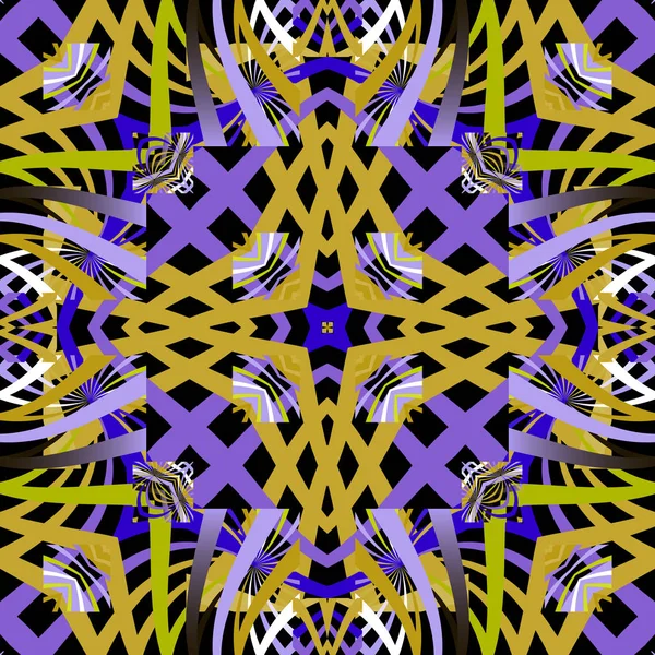 Fractales de colores rayado vector patrón sin costuras. Futurista o — Archivo Imágenes Vectoriales