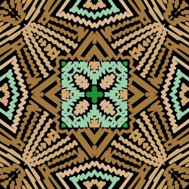 Dokulu zigzag çizgileri vektörsüz desen. Kabile etnik tarzı halı geçmişi. Simetrik kabile arkaplanını tekrar et. Zig zag çizgileri goblen süslerini süslüyor. Geometrik nakış şekilleri, çiçekler