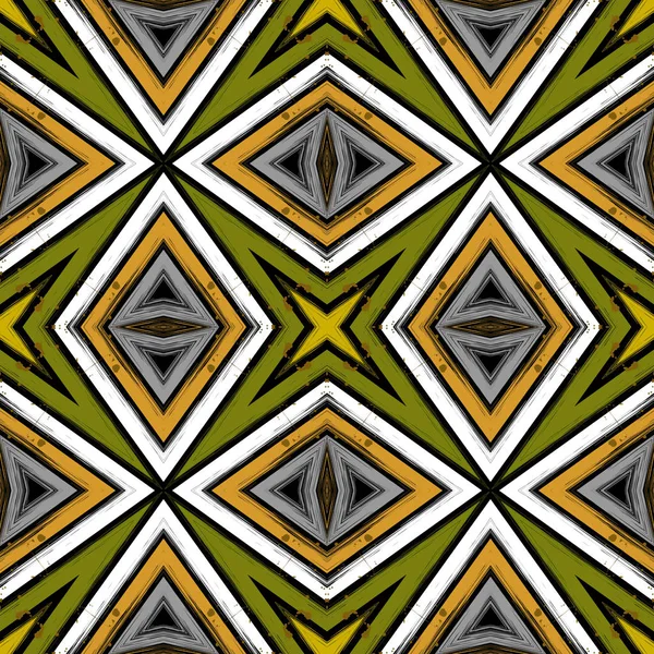 几何彩色矢量无缝图案 对称的观赏植物背景 重复结构抽象的背景 Rhombus装饰 肮脏的设计粗糙的质感模板 印刷品 — 图库矢量图片