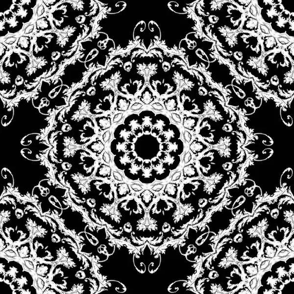 Broderie Vectoriel Texturé Motif Sans Couture Fond Gris Floral Noir — Image vectorielle