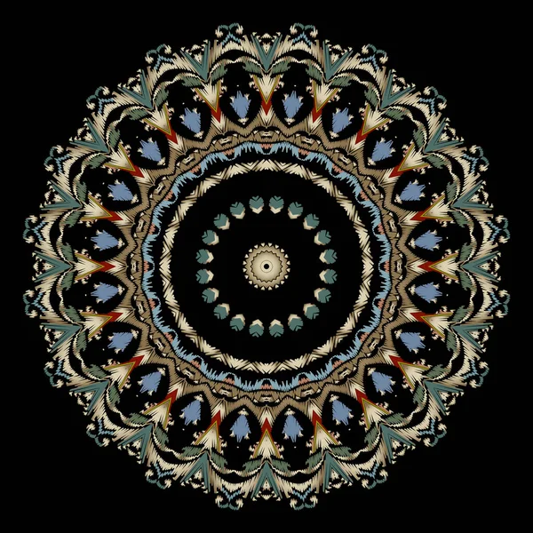 Bordado Barroco Patrón Mandala Vector Fondo Colorido Floral Adornado Grunge — Archivo Imágenes Vectoriales