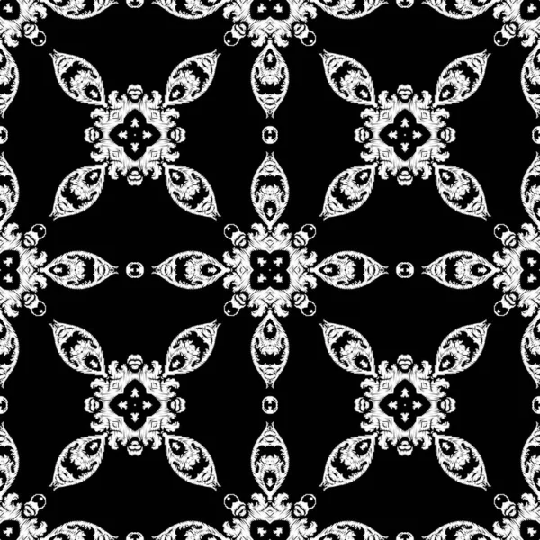 Broderie Vectoriel Texturé Motif Sans Couture Fond Gris Floral Noir — Image vectorielle