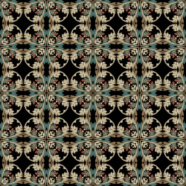 Stickerei Texturierten Vektor Nahtlose Muster Bunte Blumen Grunge Hintergrund Tapete — Stockvektor