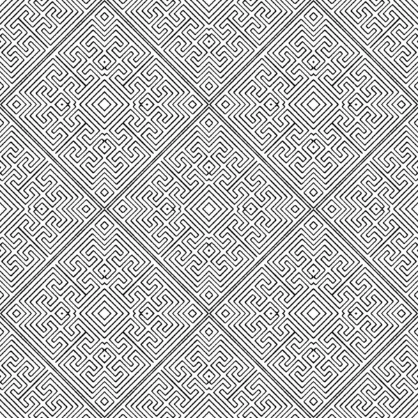 迷路ベクトルシームレスパターン。ギリシャスタイルの華やかな抽象的なラインの背景。現代の繰り返し幾何学的背景。ギリシャ語の鍵は飾りを意味する。黒と白の隔離されたラインアートテクスチャデザイン — ストックベクタ