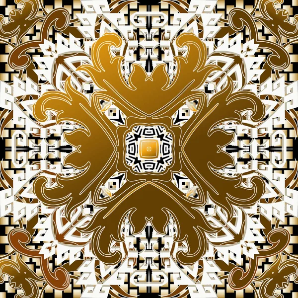 Modèle Sans Couture Vectoriel Style Baroque Ethnique Tribal Fond Abstrait — Image vectorielle