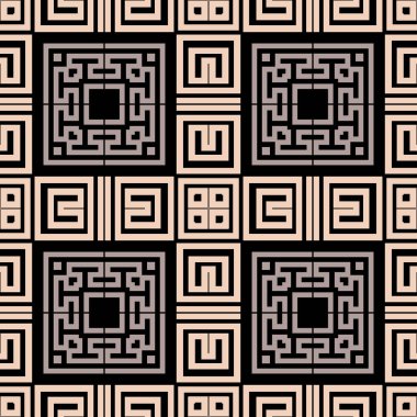 Kabile etnik tartan vektörü kusursuz desen. Yunan tarzı soyut ekose arka plan. Modern geometrik arka plan. Yunan anahtarlık süsü. Labirentler, şekiller, çerçeve ile simetrik dekoratif tasarım