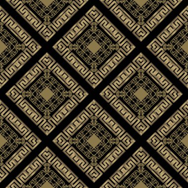 Yunan vektörü kusursuz desen. Süslü geometrik etnik kabile tarzı arka plan. Renkli soyut dekoratif fon. Geometrik modern Yunan anahtarı lüks süs eşyası. Rhombus, çerçeveler, şekiller
